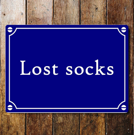 Lost Socks Blue Art Sign Plaque
