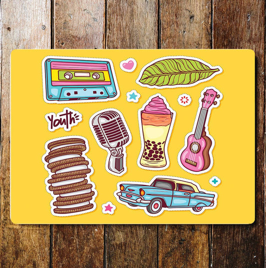 Youth Teenage Cassette Car Guitar | Retro| Metal Wall Sign