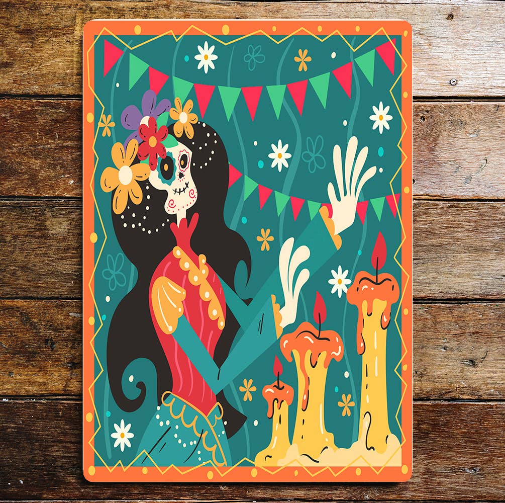 Day of Dead Halloween Art | Metal Sign Plaque