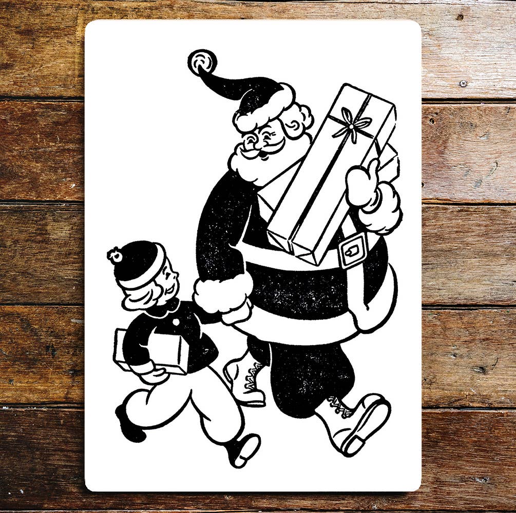 Cartoon Santa Christmas | Metal Wall Sign