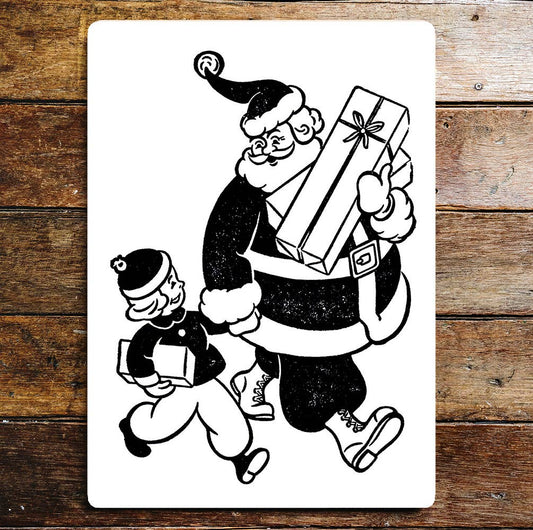 Cartoon Santa Christmas | Metal Wall Sign