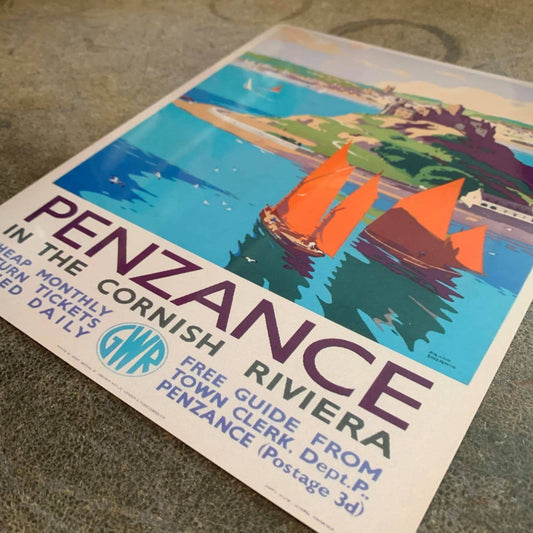 Penzance In Cornish Riviera British Railway Metal Sign