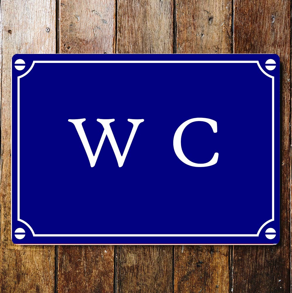 WC Toilet Notice Blue Art Sign Plaque