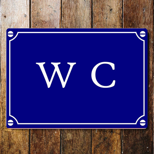 WC Toilet Notice Blue Art Sign Plaque