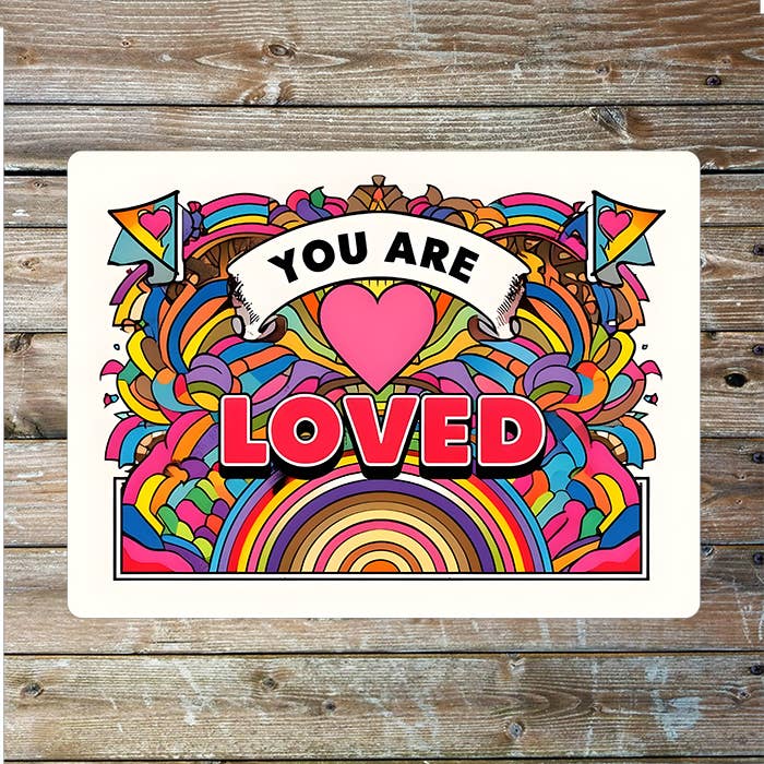 Bright Pop Art You Are Loved Love Heart | Metal Sign Plaque