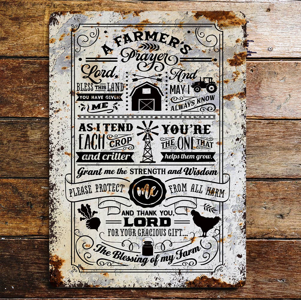Farmer Farm A farmers prayer | Metal Wall Sign Plaque