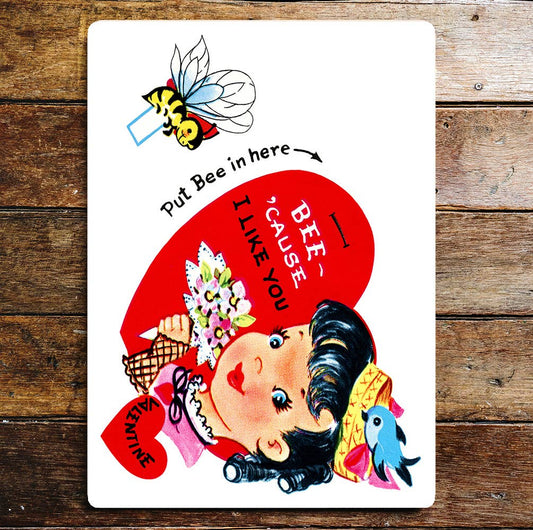 BeeCause I Love You Valentine Girl Heart | Metal Sign Plaque
