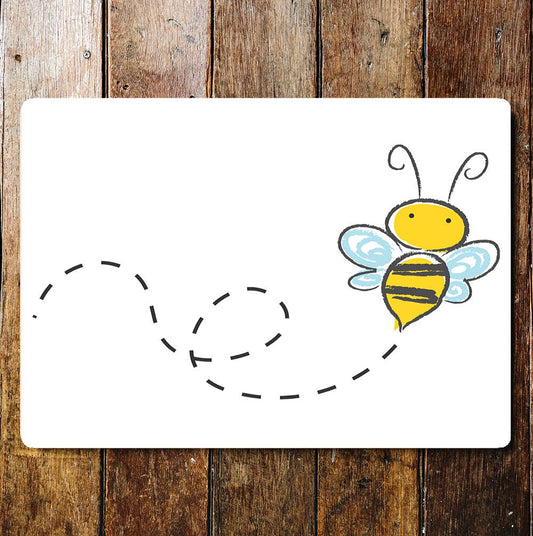Cartoon Bee Buzzing Around Yellow Black | Metal Sign Plaque