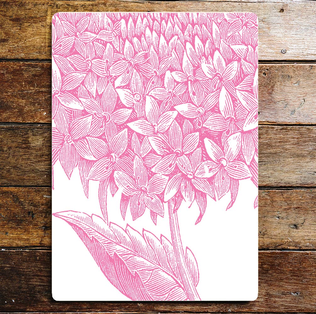 Pink Flowers Pink And White Metal Wall Sign Plaque