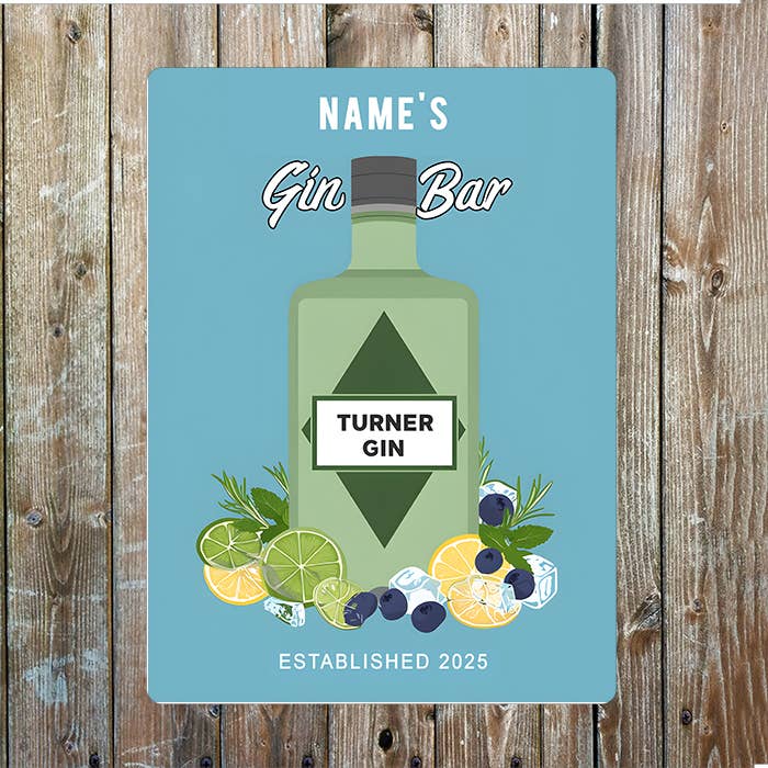 Gin Bottle Est Date Name Custom Personalised | Metal Wall Sign