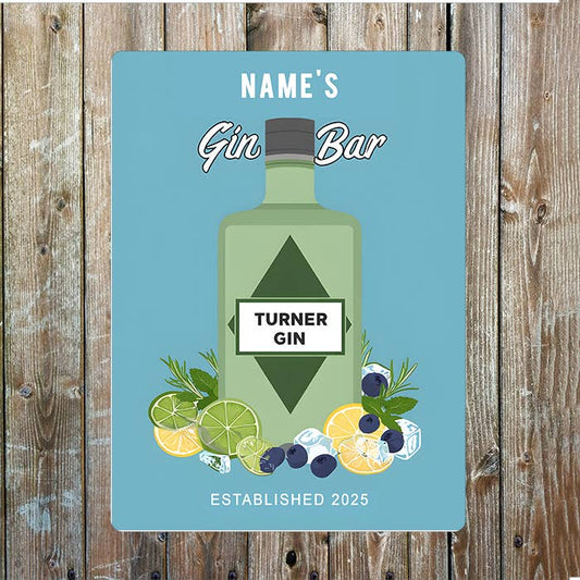Gin Bottle Est Date Name Custom Personalised | Metal Wall Sign