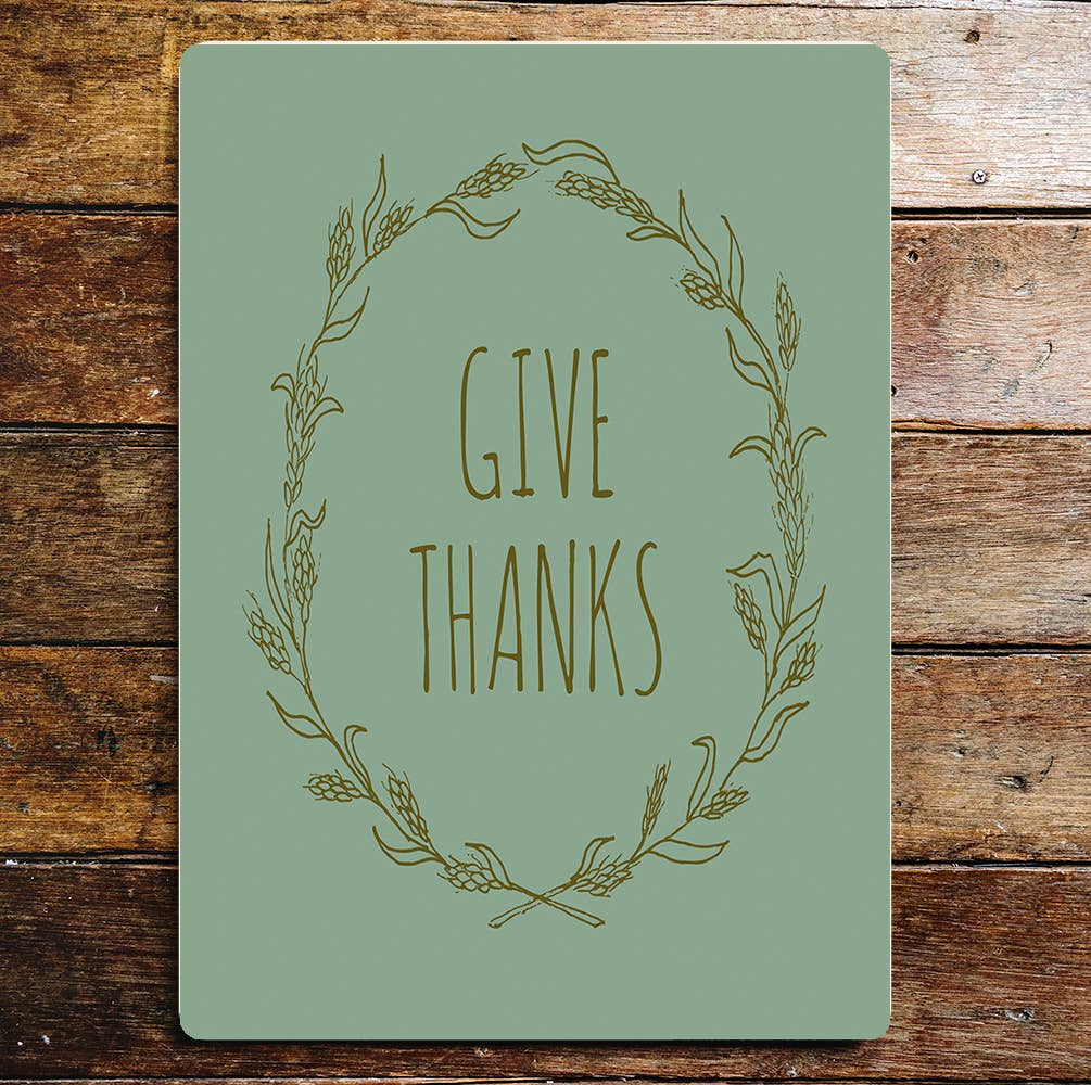 Give Thanks Wreath | Metal Sign Plaque