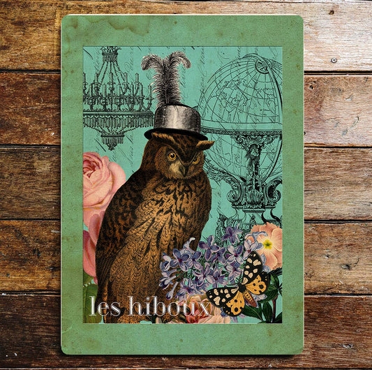 owl hat | Metal Sign Plaque