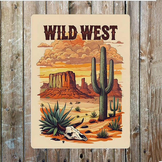 Wild West Desert Cowboy Western | Metal Sign Plaque