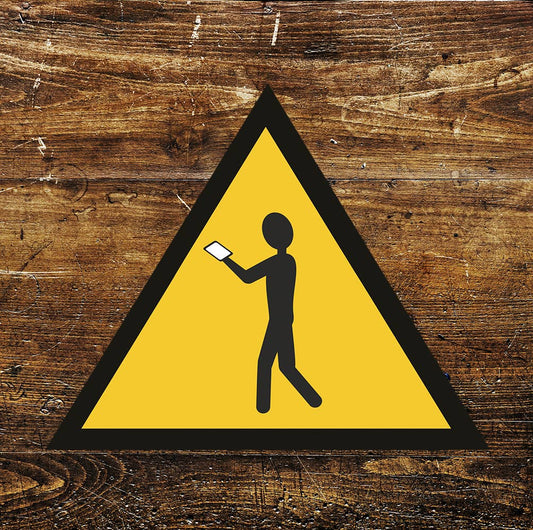 Walking With Phone triangle | Metal Sign Plaque