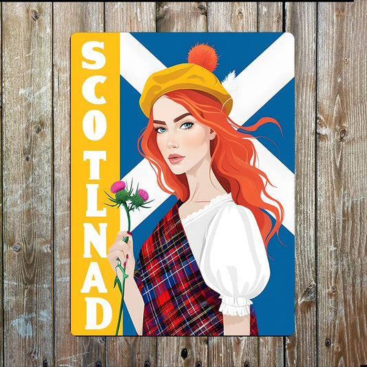 Illustration Women | Scottish Scotland | Metal Sign Plaque