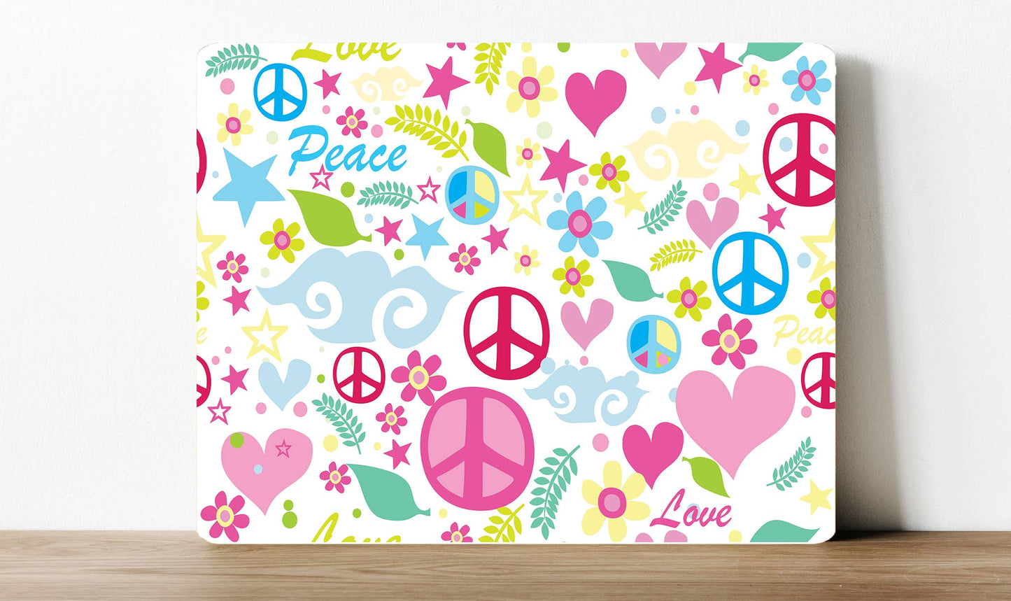 Peace And Love Hippy Metal Sign Plaque