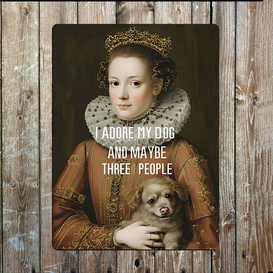 I Adore My Dog 3 People Graffiti Painting | Metal Sign Plaque