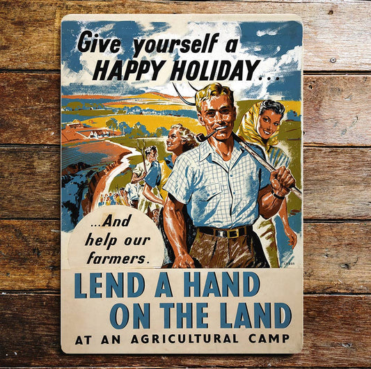 Lend A Hand on the Land help farmers | Metal Sign