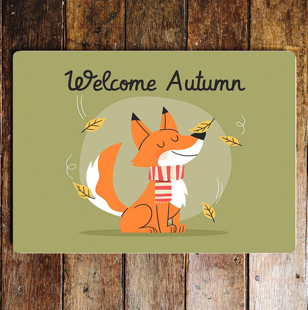 Red Fox Autumn Art Metal Sign Plaque