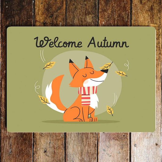 Red Fox Autumn Art Metal Sign Plaque