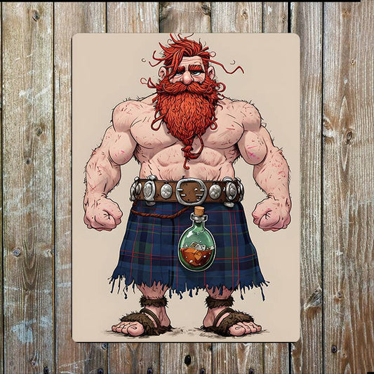 Muscular Man Tartan | Scottish Scotland | Metal Sign Plaque