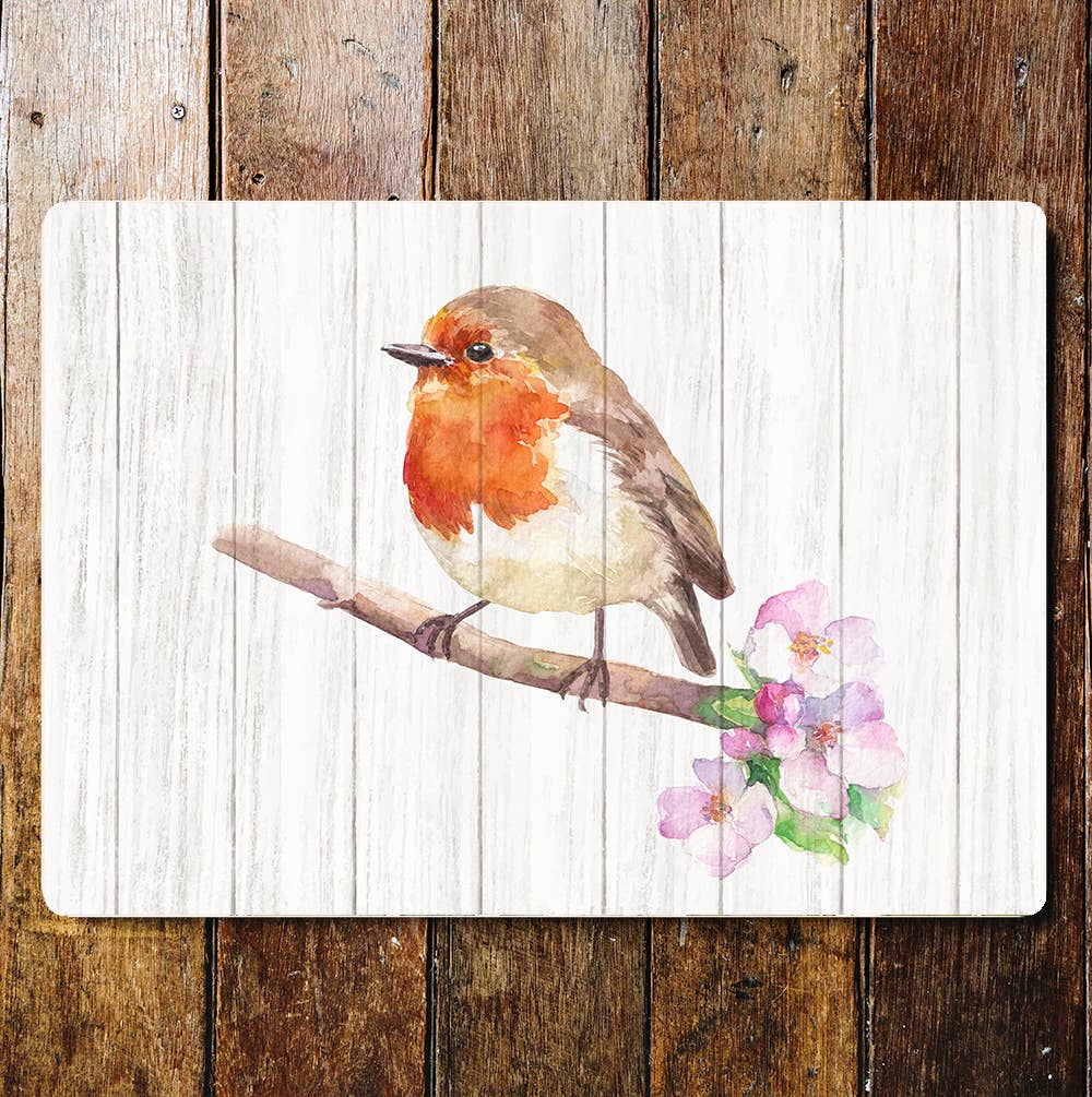 Robin Painting Watercolor Metal Wall Sign