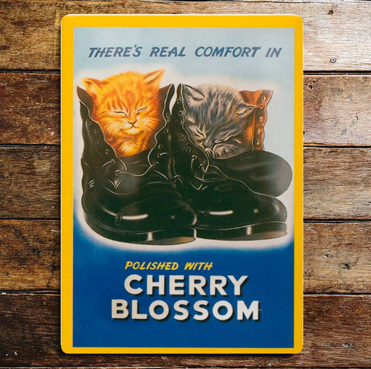 Comfort In Polished With Cherry Blossom | Metal Sign