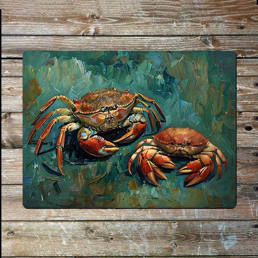 Vibrant Still Life of Two Crabs | Metal Sign Plaque