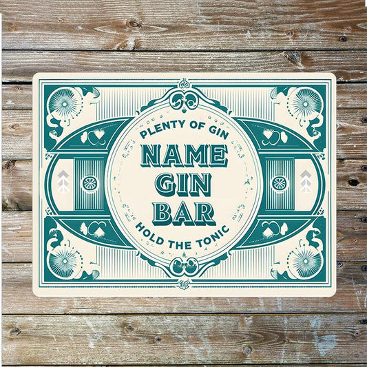 Gin Bar Name Custom Personalised | Metal Wall Sign