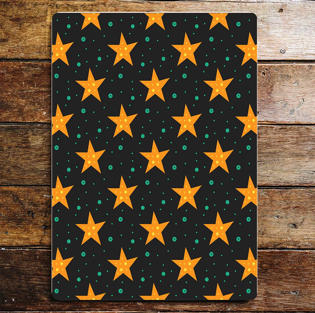 Stars And Spots Black Yellow And Green Metal Sign Plaque