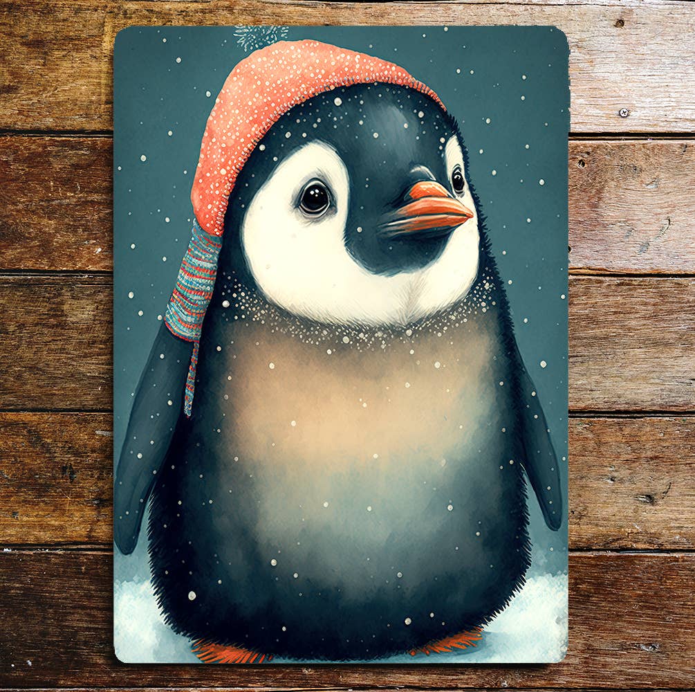 penguin Metal Sign Plaque