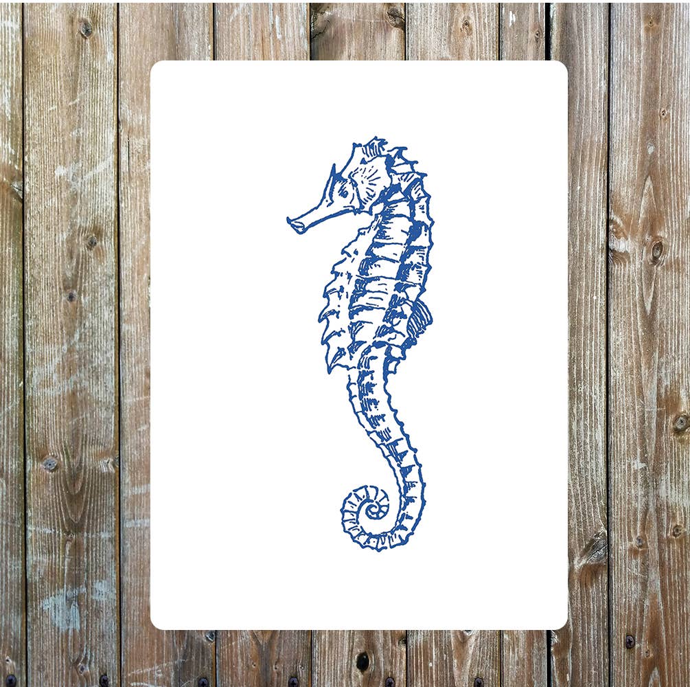 Seahorse fish blue Metal Sign Plaque