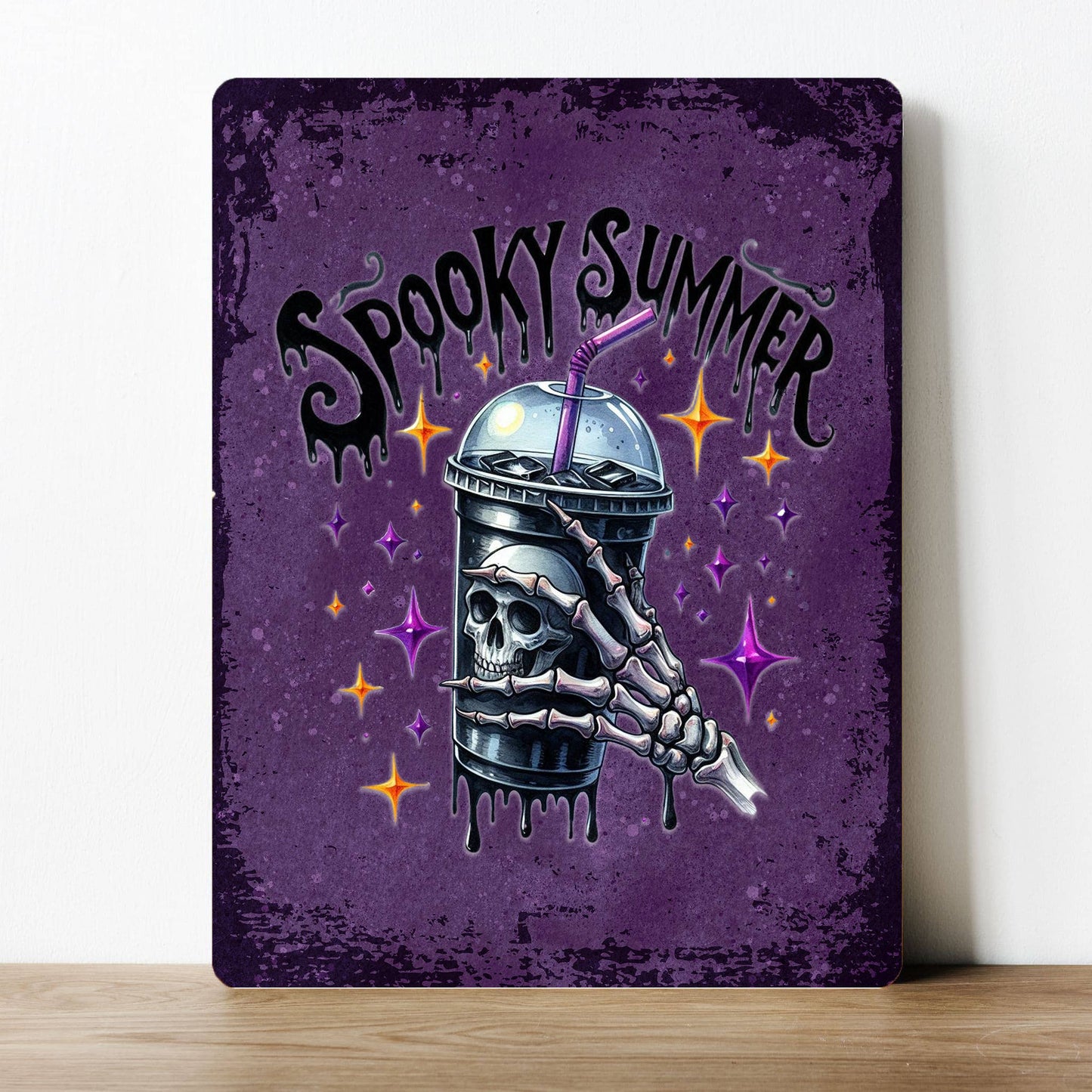 Spooky Summer Smoothie Halloween Metal Sign Plaque