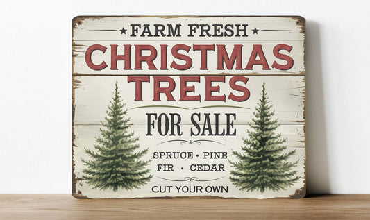 Farm Fresh Tree Sale Christmas Xmas | Metal Sign Plaque