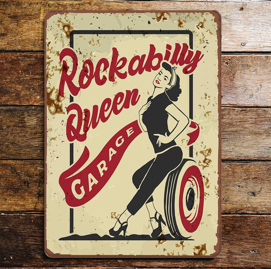 Rockabilly Queen Garage Metal Wall Sign Plaque
