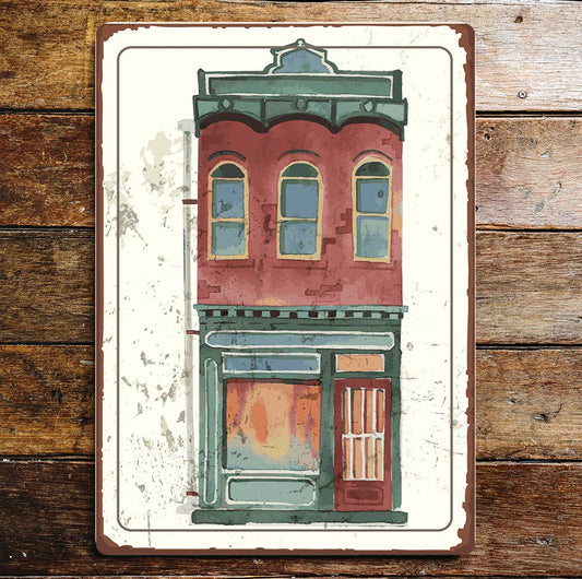 Vintage Town House Shop Frontage | Metal Sign Plaque
