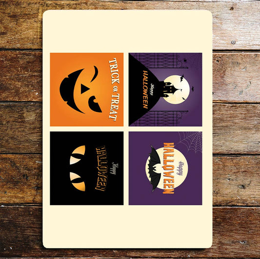 Halloween Tick Or Treat Pumpkin Face | Metal Wall Sign