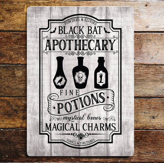 Black Cat Apothecary Magical Halloween | Metal Sign Plaque