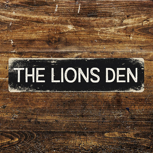 The Lions Den Sign Metal Long Sign Plaque