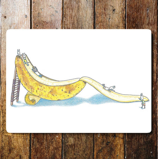 Banana slide joke fun wall art | Metal Sign Plaque
