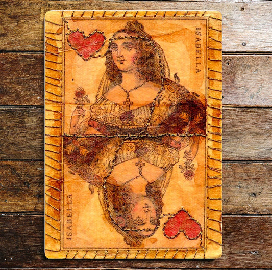 Vintage Playing Card Queen Of Hearts | Metal Fine Art Sign