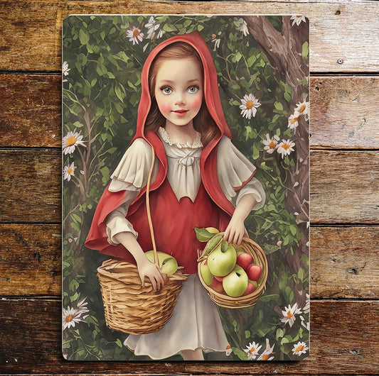 Red riding hood apple vintage Metal Sign Plaque