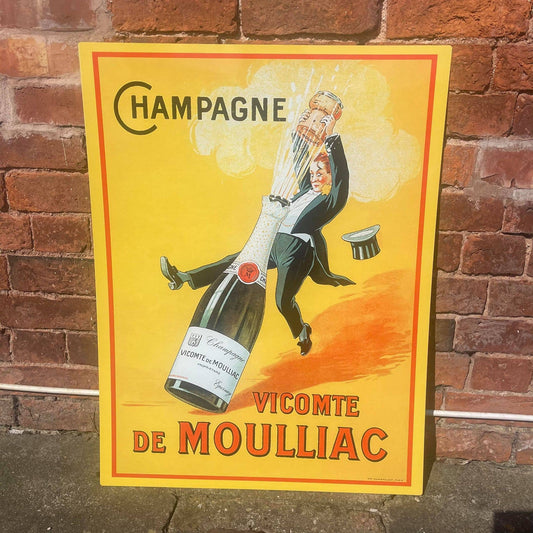 French Champagne Vicomte De Moulliac | Metal Sign Plaque