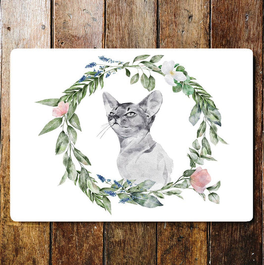 Cat Watercolour Animal Flower | Metal Wall Sign Plaque