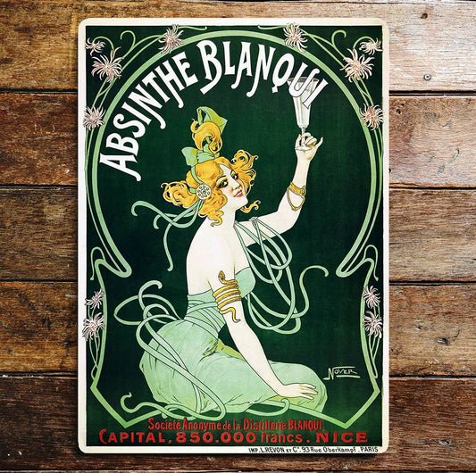 Vintage French Nouveau Absinthe Liquor | Metal Sign Plaque
