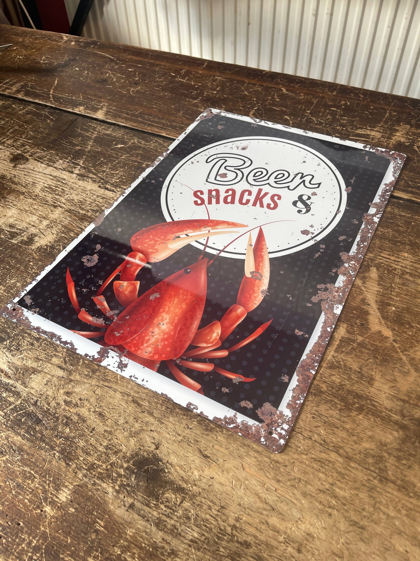 Beers Snacks Lobster | Metal Vintage Wall Sign
