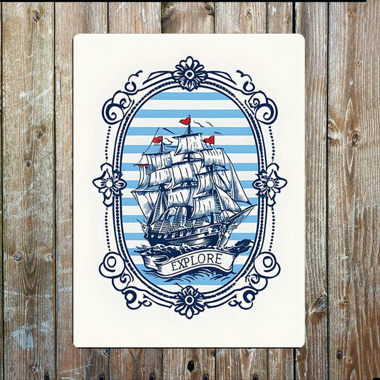 Sailing Ship Explore Seaside Sea Nautical Metal Sign Plaque