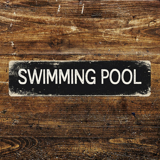 Swimming Pool Sign Metal Long Sign Plaque