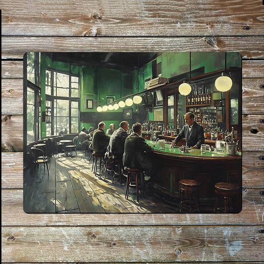 Nostalgic Bar Pub Scene Painting | Metal Sign Plaque